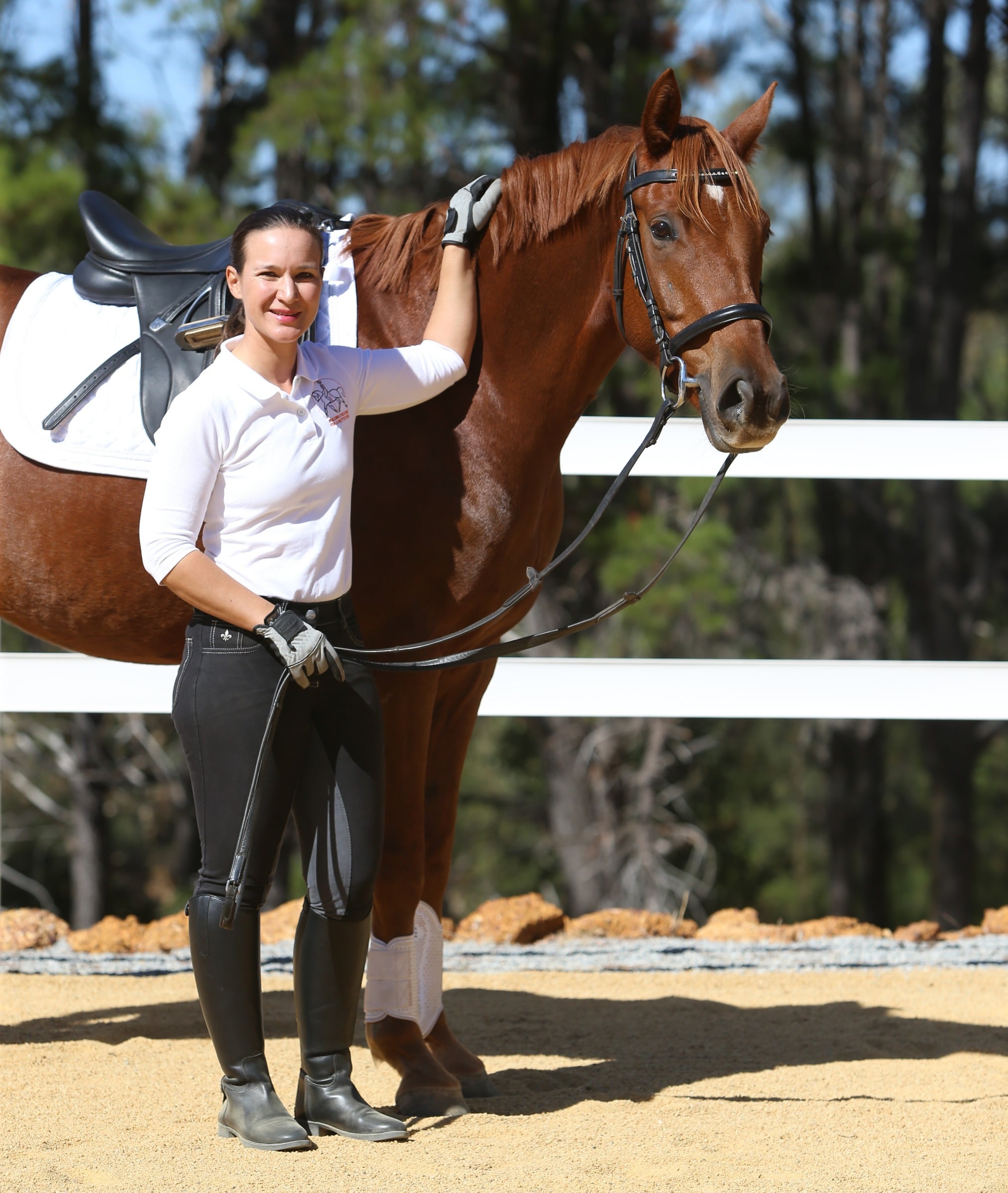 Riding coach and Pilates instructor Katrin Kuenstler with her horse